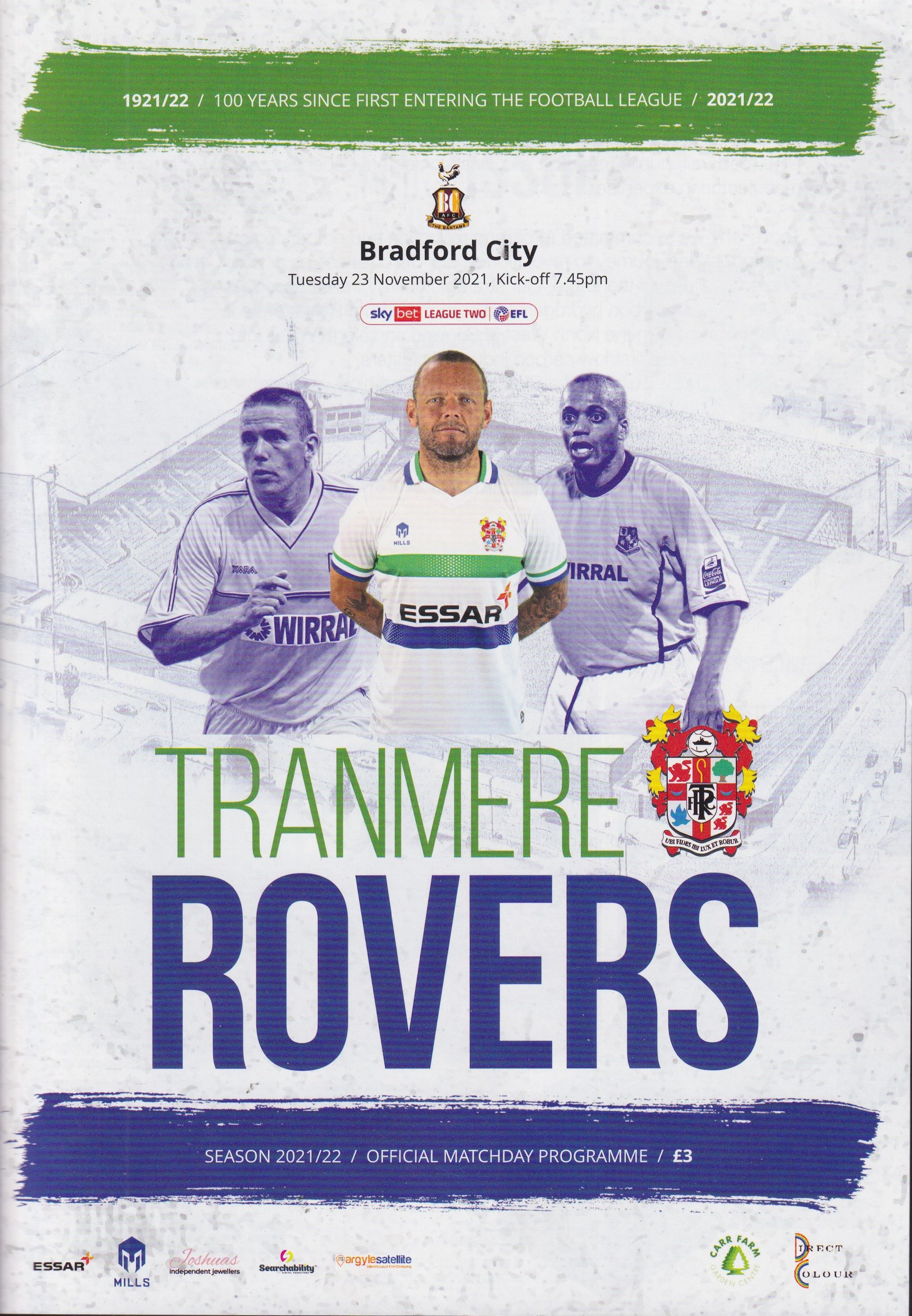 Tranmere Rovers v Bradford City match programme